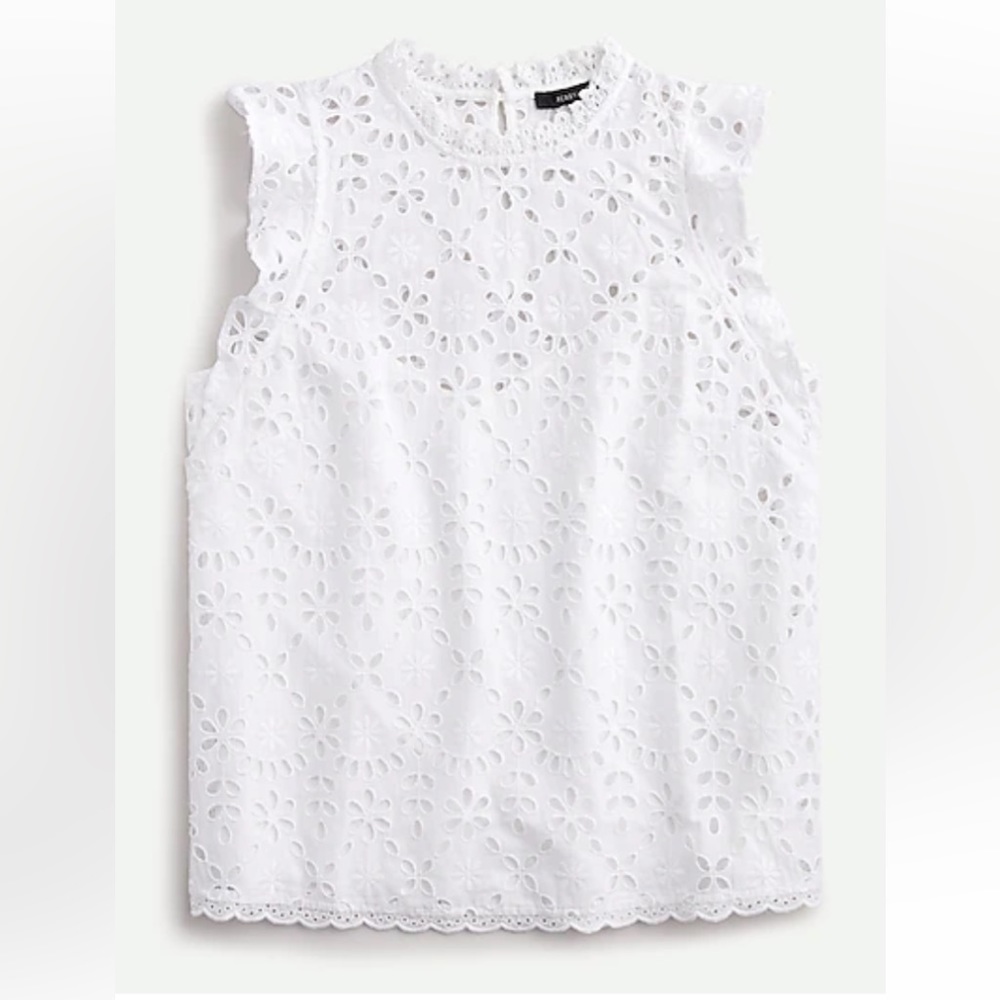 JCrew Eyelet Flutter Sleeve Top